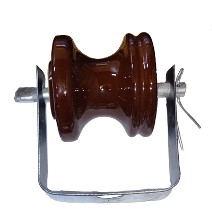 Electx Electrical Supply secondary rack 1 wire insulator with brown ceramic and metal bracket