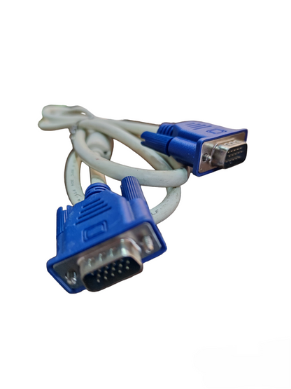Grippes VGA Cable 1.5 Meters Male to Male with blue connectors and white cable for display connection