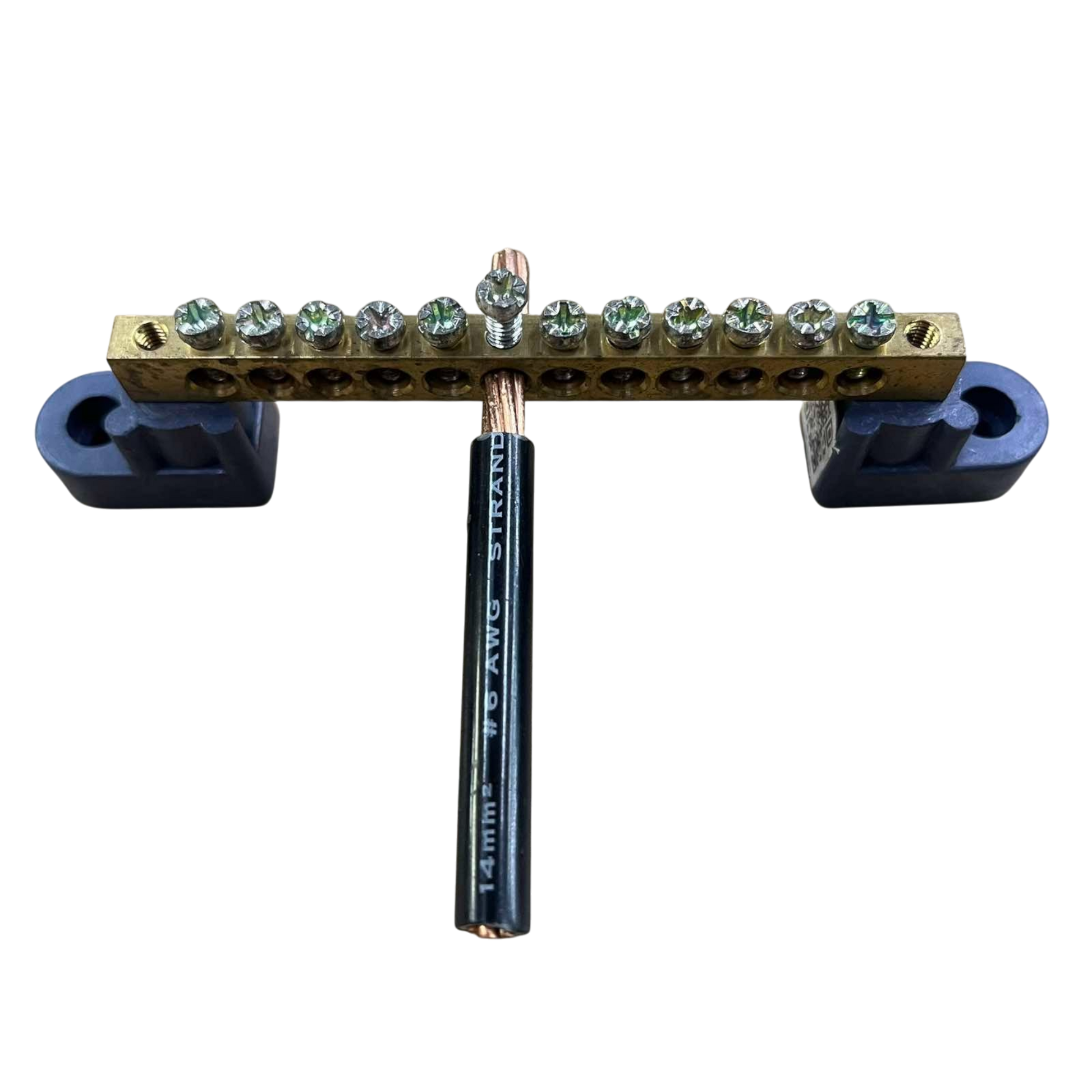 Grippes grounding bus bar 12 hole with copper connections for electrical circuit stability