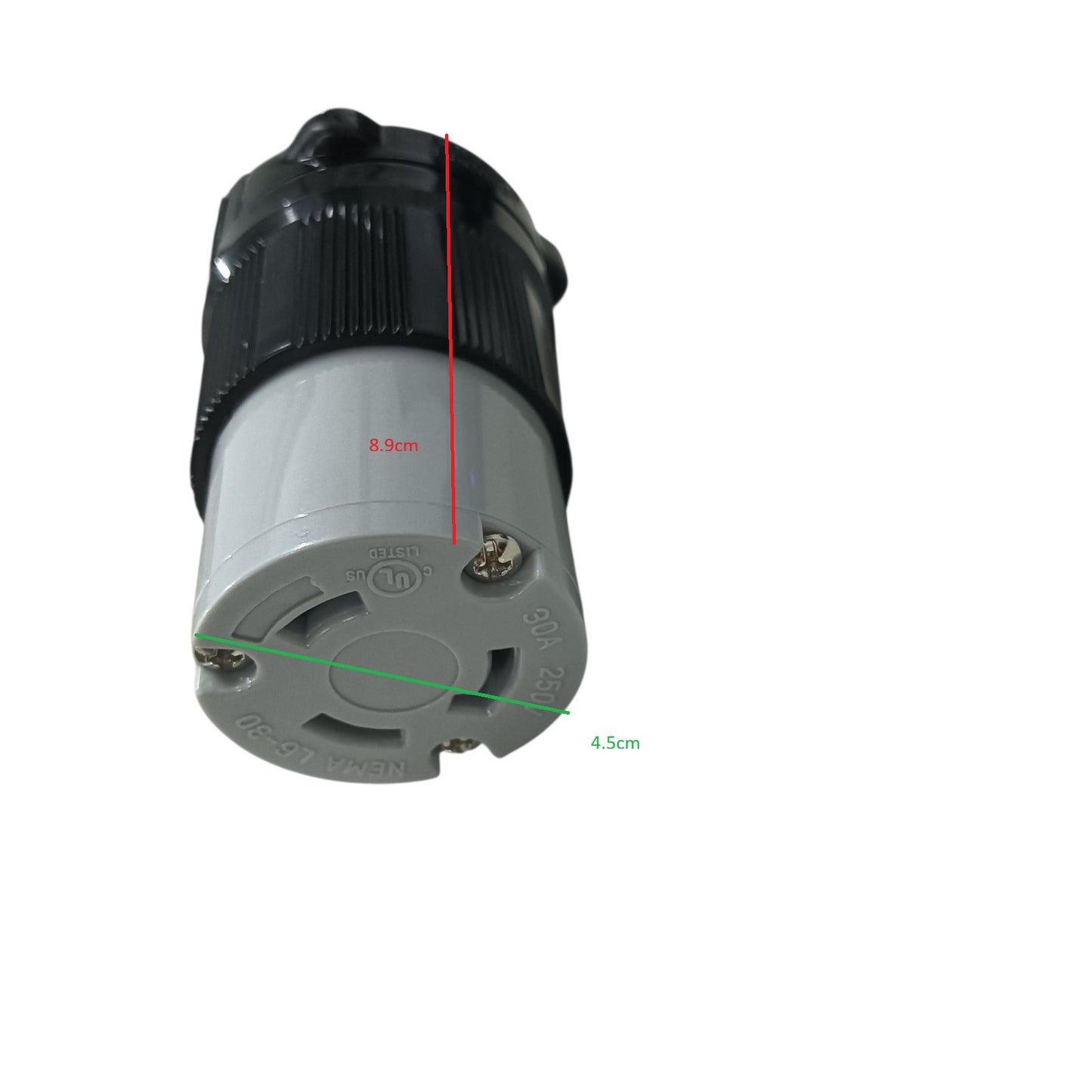 Grippes 30A Twist Lock Outlet Cord Connector Type 2P+E (3P) 250V (NEMA L6) BL-630C, Twistlock