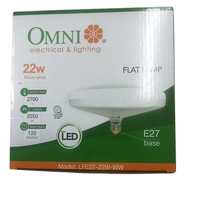 Omni 22W LED Flat Lamp 220V E27 2700K Warm White LFE27-22W-WW