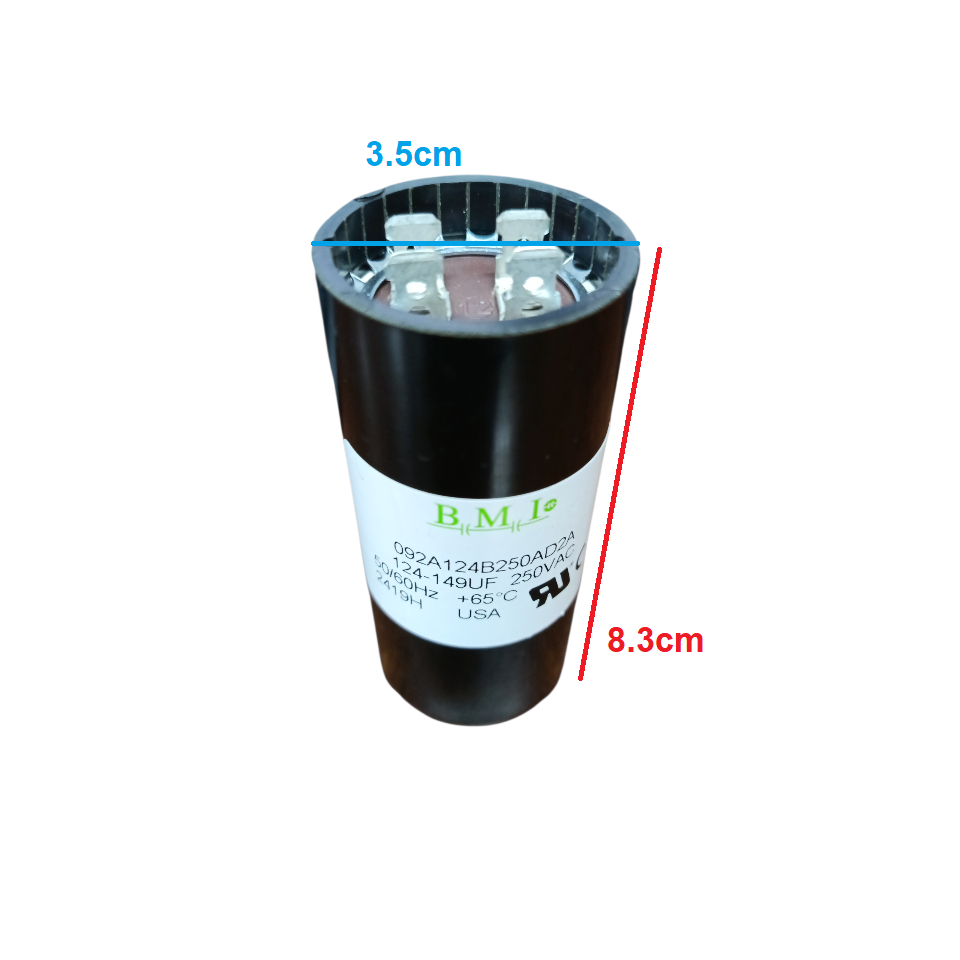 BMI Motor Starting Capacitor 124-149UF 250V AC, Capacitor 124-149MFD 250V