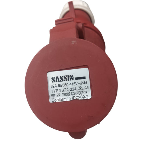 Sassin 32A 3P+E 4 Pin 380-415V IP44 Industrial Outlet 6h 4Pins Cord Connector Type 124 IEC309-2