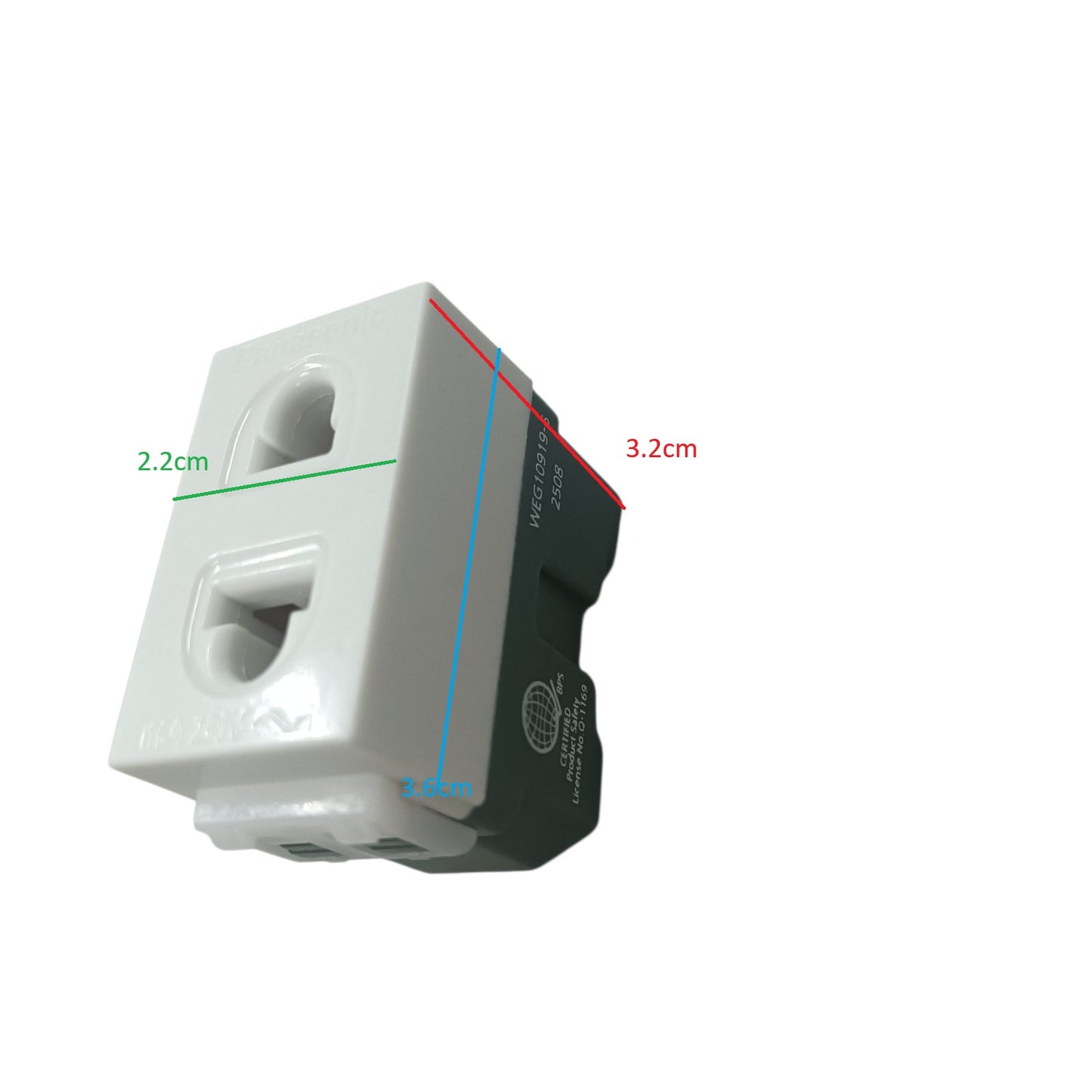 Panasonic Universal Outlet Receptacle Quick Connect Terminal 16A 250V, Universal Outlet Device Wide Series, Universal Receptacle Quick Connect Terminal Wide Series WEG10919-5