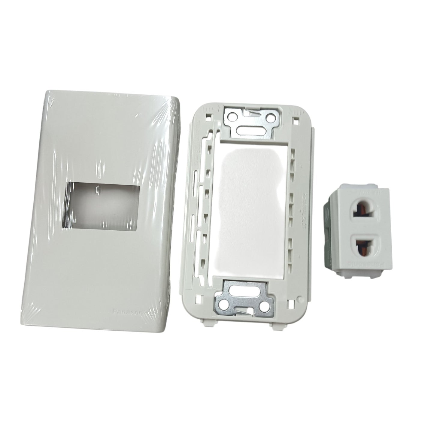 Panasonic 1 Gang Universal Outlet Receptacle Quick Connect Terminal 16A 250V with Plate, 1 Gang Universal Outlet Device Wide Series with Plate, 1 Gang Universal Receptacle Quick Connect Terminal Wide Series with Plate WEG10919-5 / WEG6801W-1