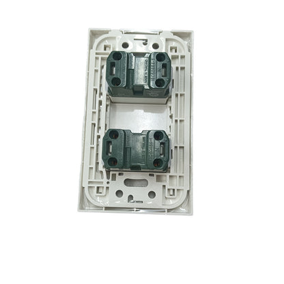 Panasonic 2 Gang Universal Outlet Receptacle Quick Connect Terminal 16A 250V with Plate, 2 Gang Universal Outlet Device Wide Series with Plate, 2 Gang Universal Receptacle Quick Connect Terminal Wide Series with Plate WEG10919-5 x 2Pcs / WEG6802W-1