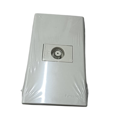 Panasonic 1 Gang F Type Television Terminal Current Passing Type with Plate, 1 Gang Television Outlet Thread Type with Plate, 1 Gang Cable TV Outlet with Plate WEG2701 / WEG6801W-1