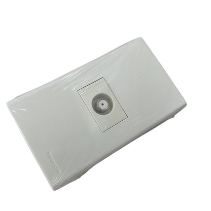Panasonic 1 Gang F Type Television Terminal Current Passing Type with Plate, 1 Gang Television Outlet Thread Type with Plate, 1 Gang Cable TV Outlet with Plate WEG2701 / WEG6801W-1