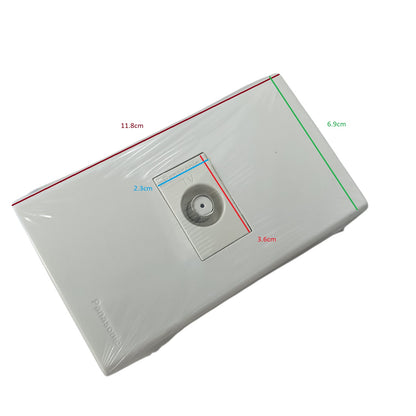 Panasonic 1 Gang F Type Television Terminal Current Passing Type with Plate, 1 Gang Television Outlet Thread Type with Plate, 1 Gang Cable TV Outlet with Plate WEG2701 / WEG6801W-1
