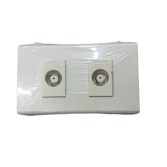 Panasonic 1 Gang F Type Television Terminal Current Passing Type with Plate, 1 Gang Television Outlet Thread Type with Plate, 1 Gang Cable TV Outlet with Plate WEG2701 X2 / WEG6802W-1