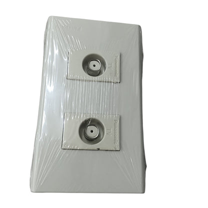 Panasonic 1 Gang F Type Television Terminal Current Passing Type with Plate, 1 Gang Television Outlet Thread Type with Plate, 1 Gang Cable TV Outlet with Plate WEG2701 X2 / WEG6802W-1