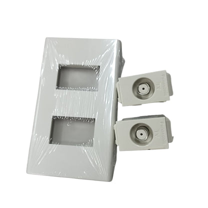 Panasonic 1 Gang F Type Television Terminal Current Passing Type with Plate, 1 Gang Television Outlet Thread Type with Plate, 1 Gang Cable TV Outlet with Plate WEG2701 X2 / WEG6802W-1