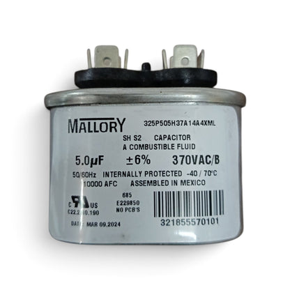 Oil-Filled Metallized Polypropylene Film Running Capacitor 5uf 370V AC 50/60Hz Aluminum Can, With Resin-Sealed Terminals