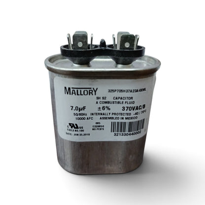 Oil-Filled Metallized Polypropylene Film Running Capacitor 7uf 370V AC 50/60Hz Aluminum Can, With Resin-Sealed Terminals