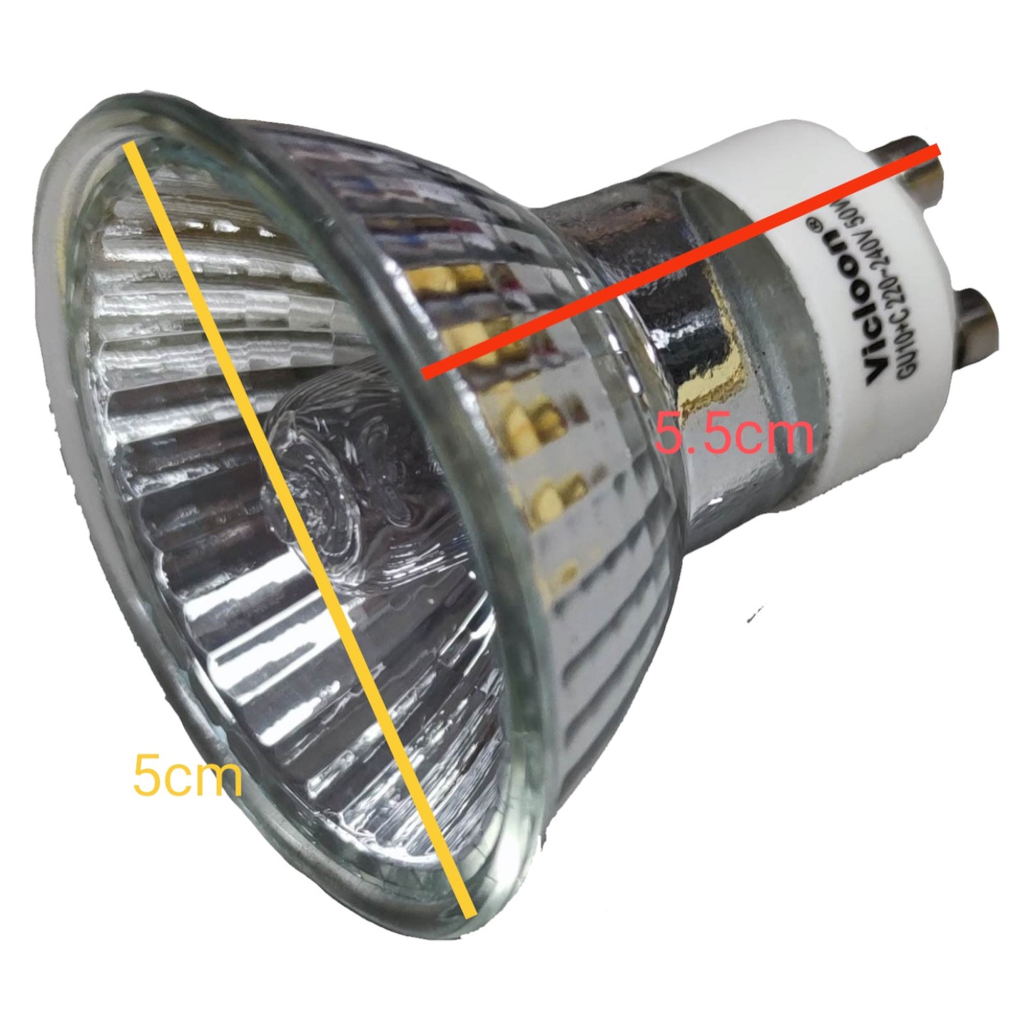 Vicloon 50W Halogen Bulb GU10 MR16 220V MR-16 for Scented Candles Candle Warmer Bulb Dimmable
