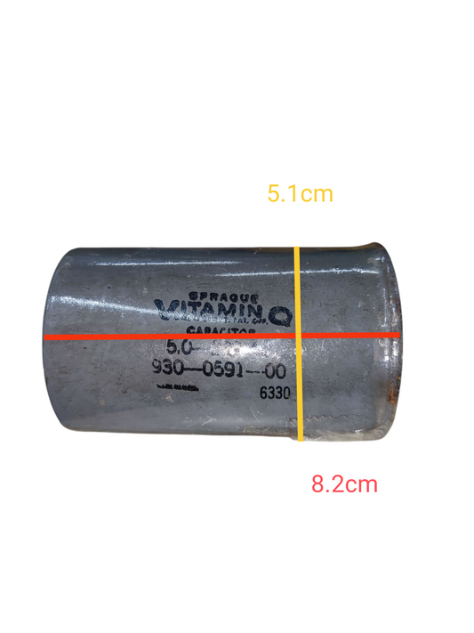 Sprague 5 uF 220V capacitor for sale featuring robust design and clear labeling for electrical projects