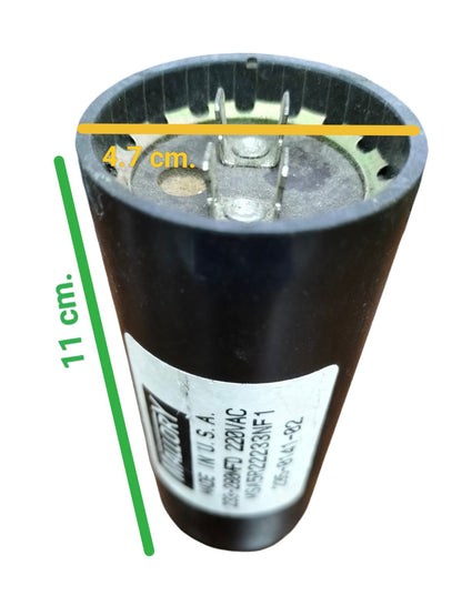 Philips Sprague Mallory Motor Starting Capacitor 233-280UF black cylindrical fan part with metal terminals