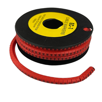 Grippes cable management spool with W Marker Red 2.6mm to 4.2mm 1000pcs cable markers in red
