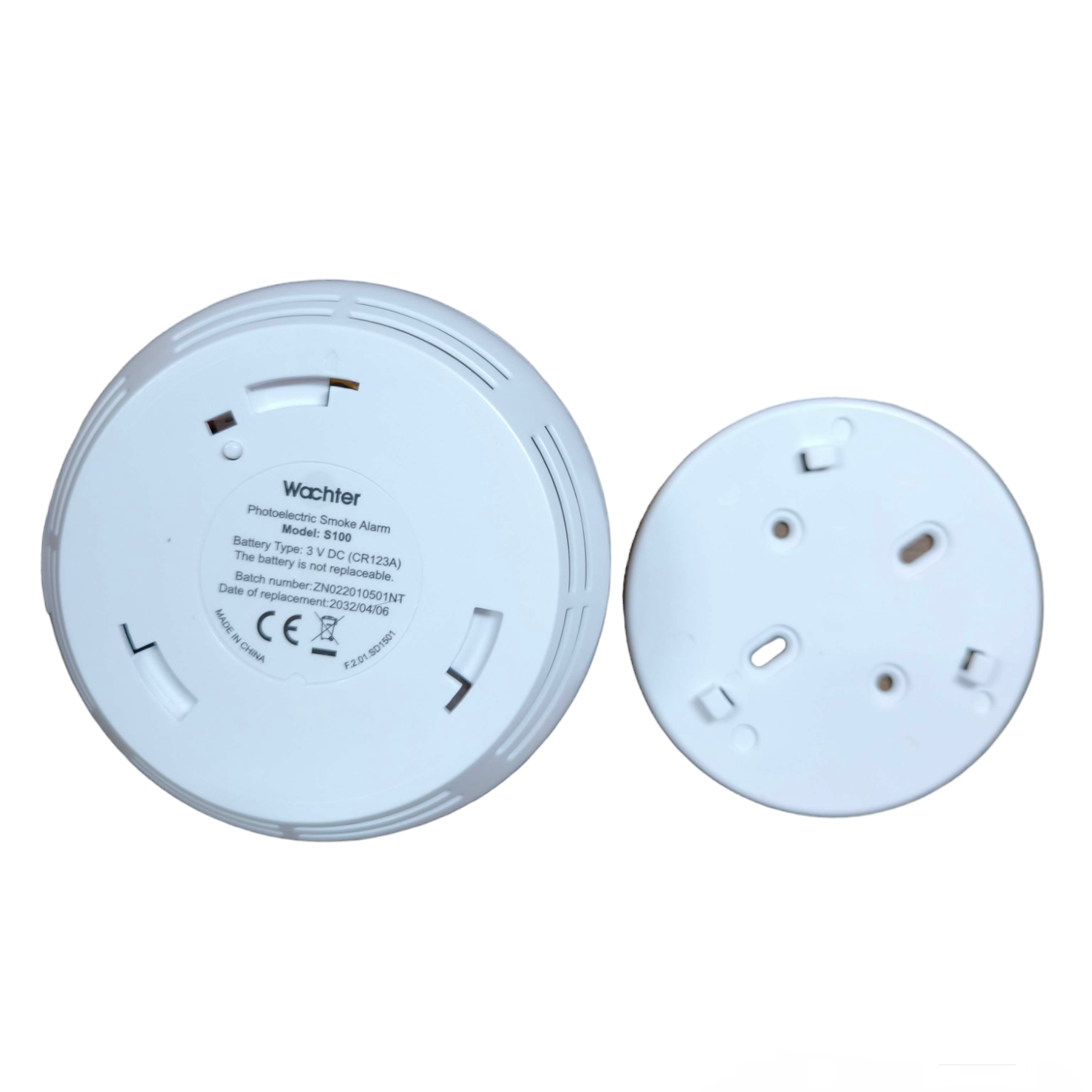 Wachter Photoelectric Smoke Alarm with installation base for enhanced home safety and security