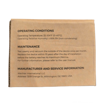 Wachter Photoelectric Smoke Alarm With Battery maintenance instructions and operating conditions guide