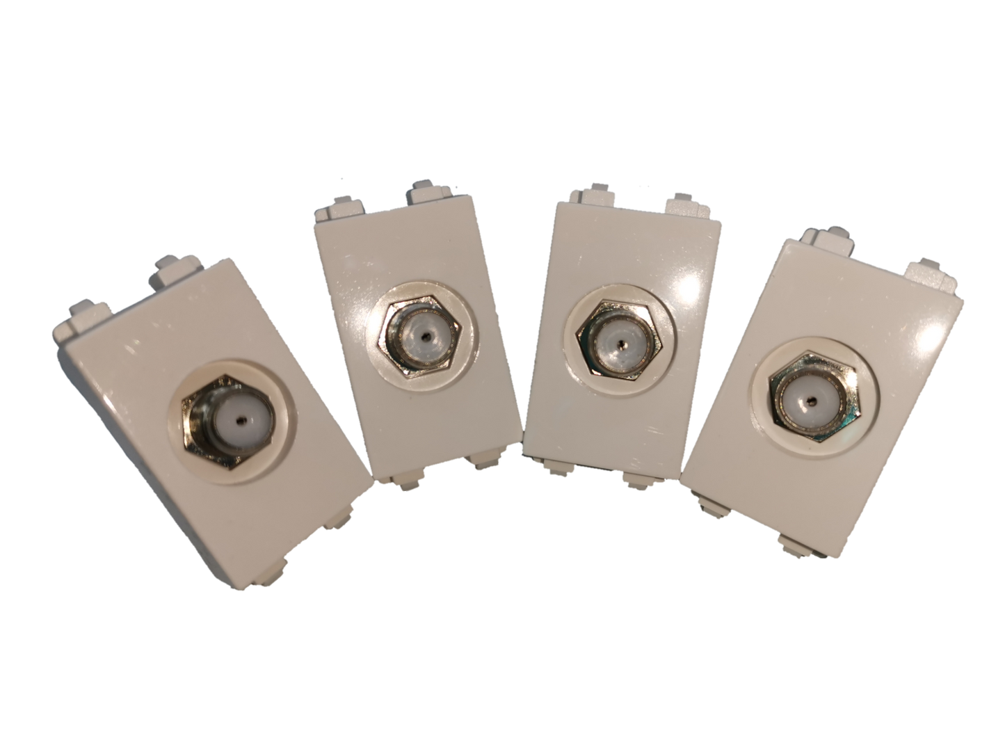 Royu Wall Cable TV Outlet with four white coaxial connectors for television wiring