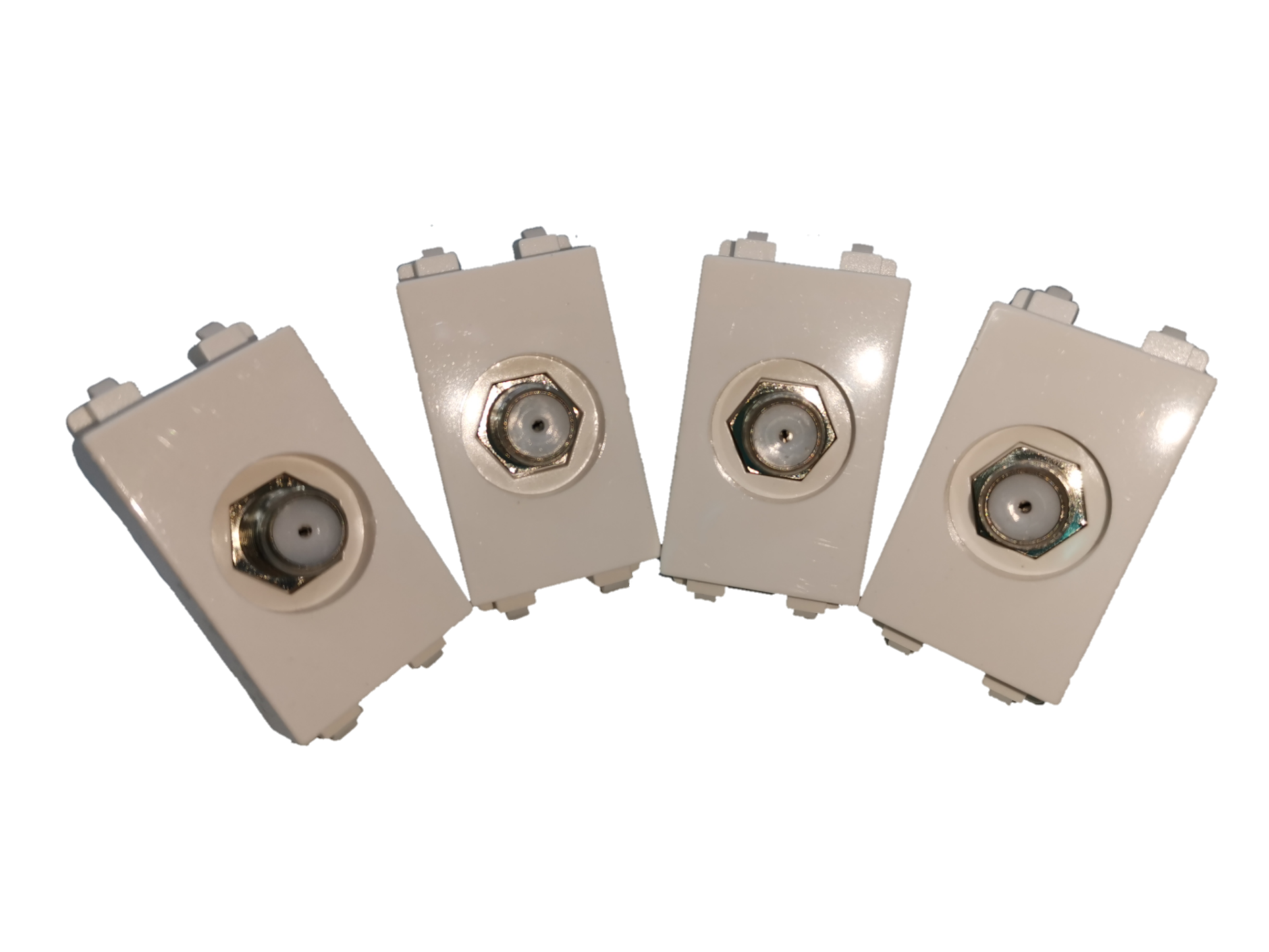 Royu Wall Cable TV Outlet with four white coaxial connectors for television wiring