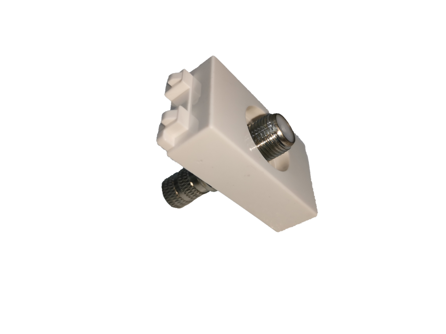 Royu Wall Cable TV Outlet in white with coaxial connectors for cable and TV wiring