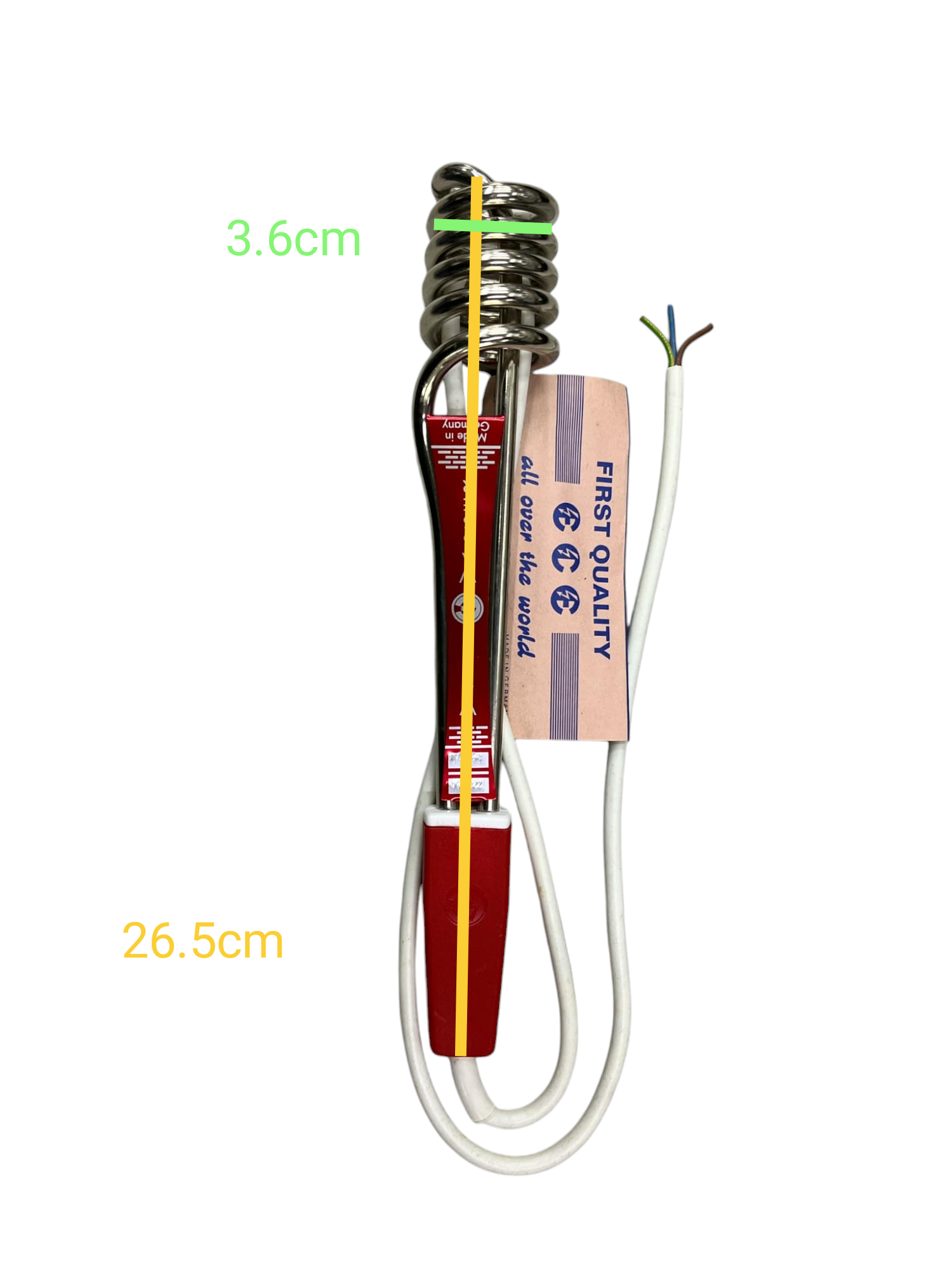 Germany made Water Heater 1500W-2000W 220V immersion coil with white power cord and red handle