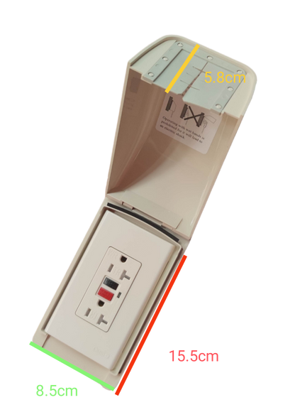 Omni Weatherproof 2 Gang Outlet GFCI with protective cover and built-in safety features