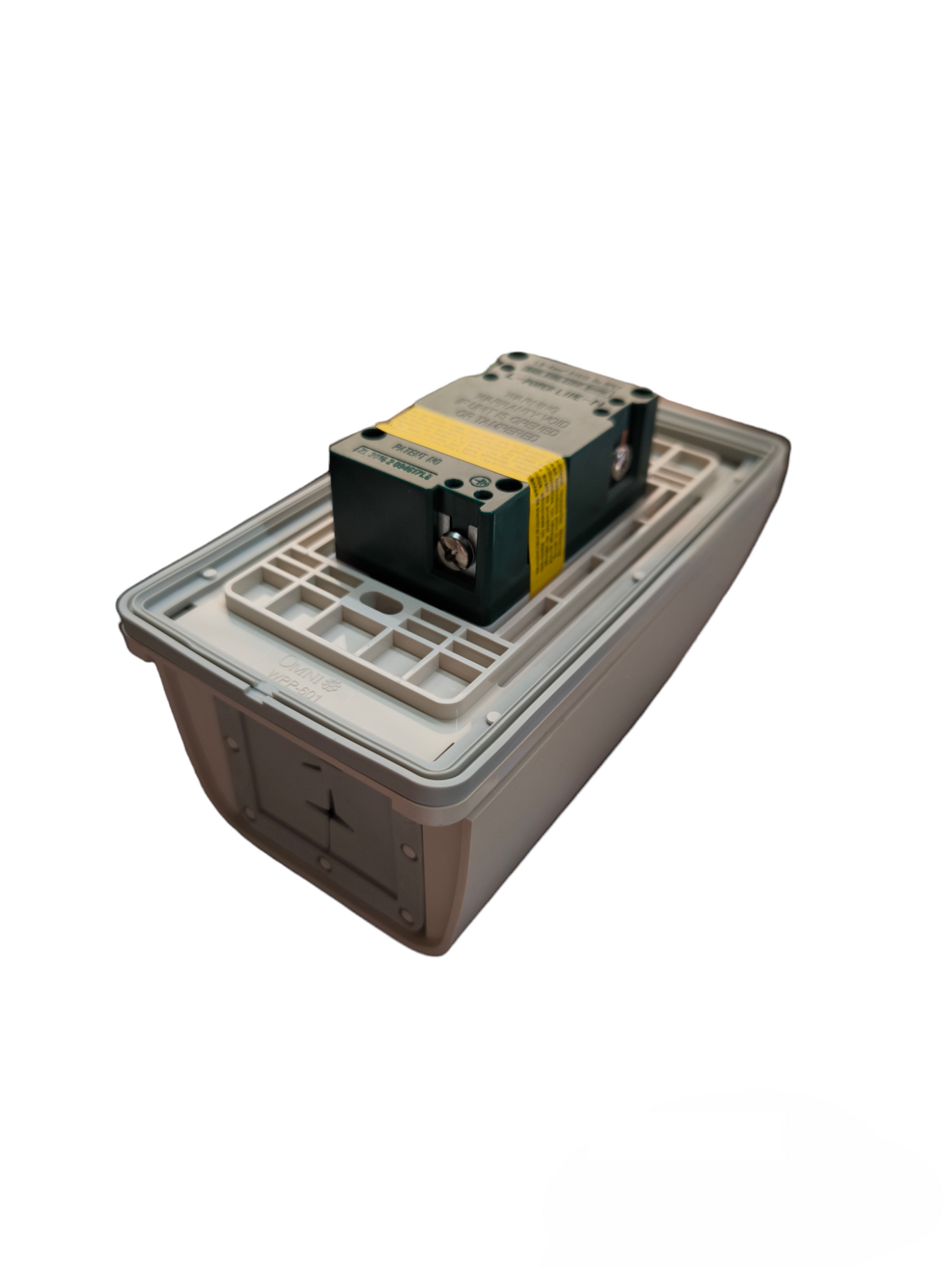 Omni Weatherproof GFCI Duplex Outlet 20A 250V in protective casing for outdoor power safety