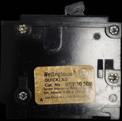 Westinghouse 30A 3 Pole 3 Phase Circuit Breaker Plug-in black electrical component with label