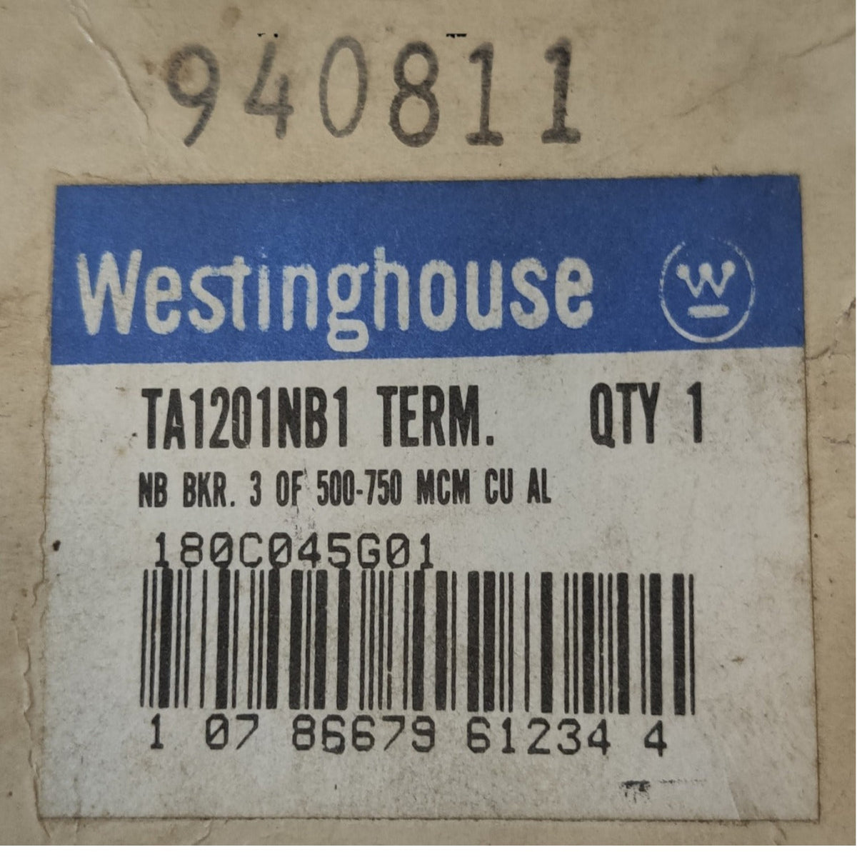 Westinghouse Mechanical Lug for NB Breaker Frame 3x 500 - 750MCM TA1201NB1, Mechanical Lugs 3 Holes  x 375mm