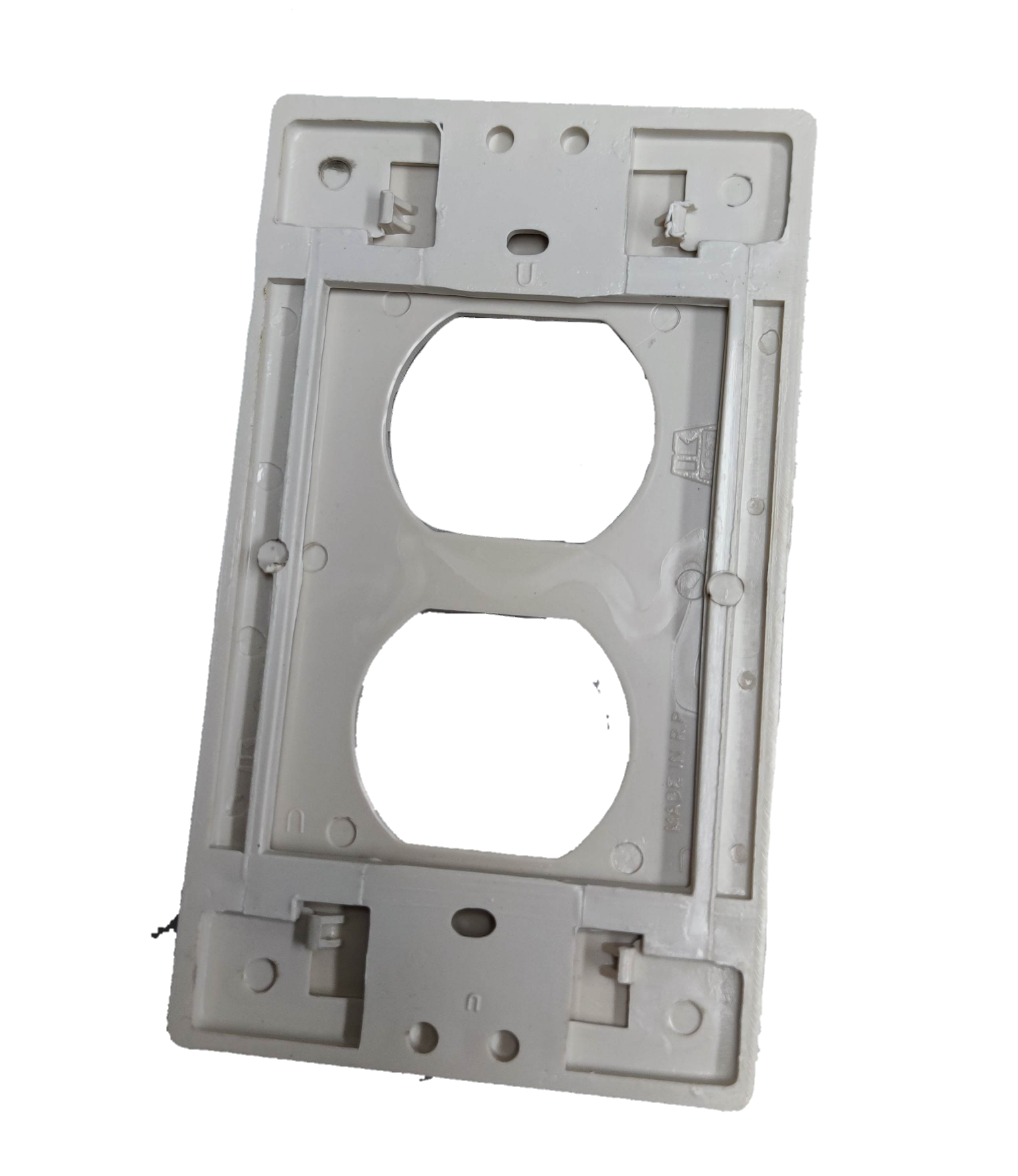 Kopez white 2 gang outlet cover plate for power points switches and plugs