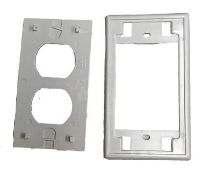Kopez white 2 gang outlet cover plate with mounting bracket for electrical power points