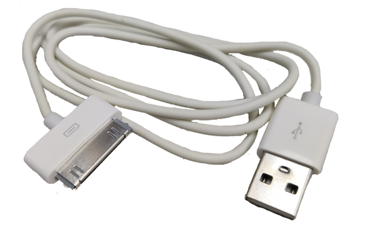 Electx Electrical Supply 30 pin dock connector to USB cable in white for data transfer and charging
