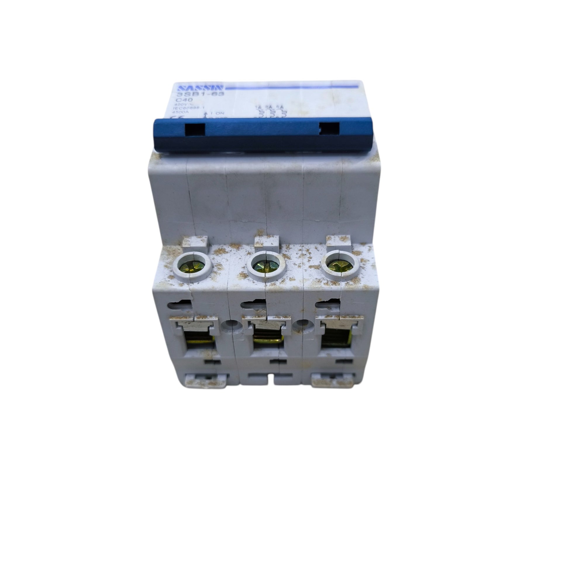 Sassin white Miniature Circuit Breaker 40A 3Pole three pole DIN mount unit with screw terminals and wear