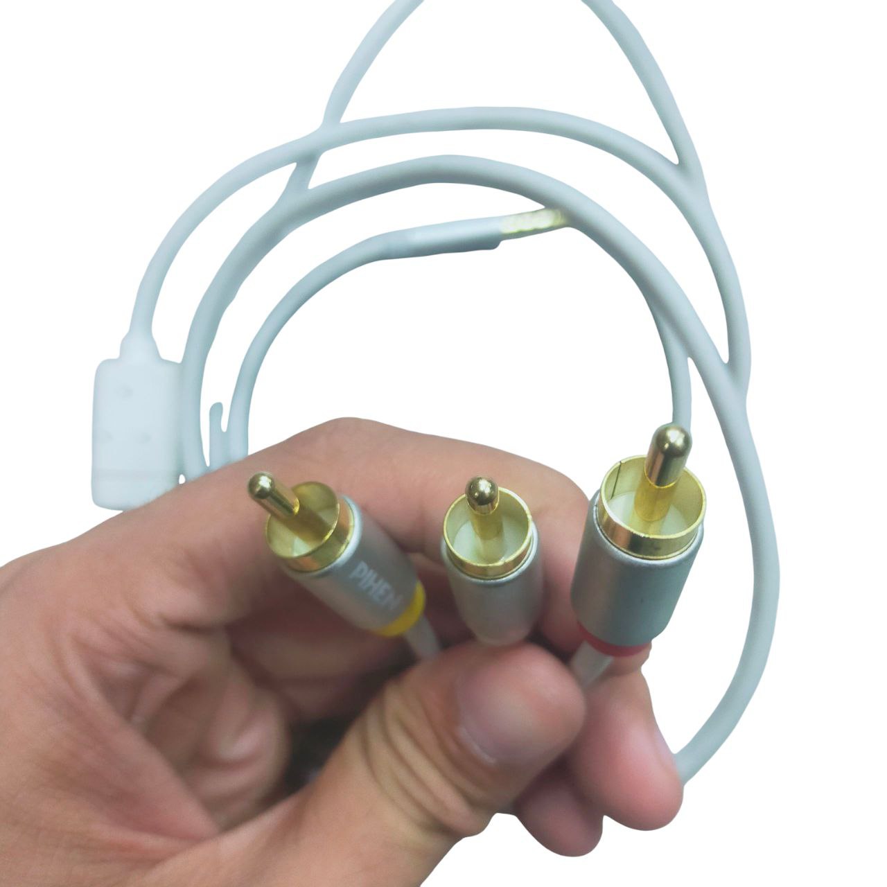White RCA to aux durable audio cord for connecting devices with ease and reliability