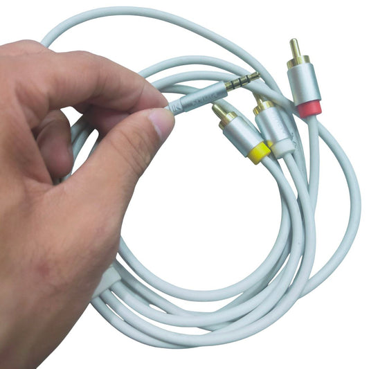 White RCA to aux durable audio cord with color-coded connectors for easy audio connection