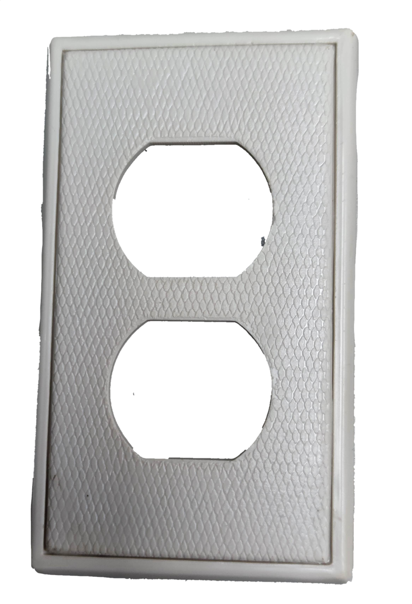 Kopez white 2 gang outlet cover plate with textured surface for power points and switches
