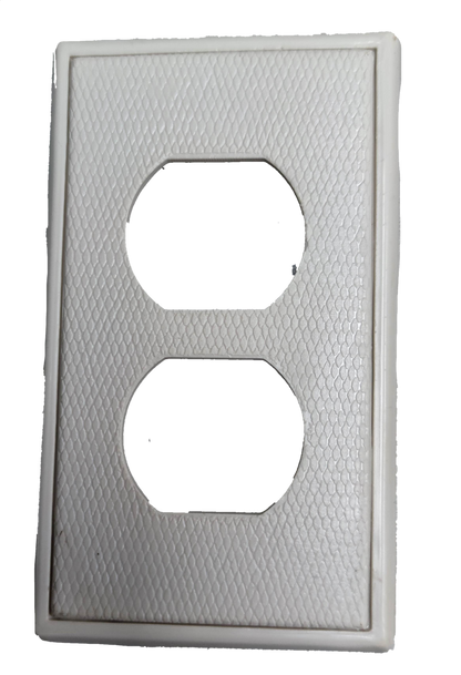 Kopez white 2 gang outlet cover plate with textured surface for power points and switches