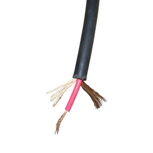 Win Microphone Cable with durable black insulation and exposed copper wires for audio connections