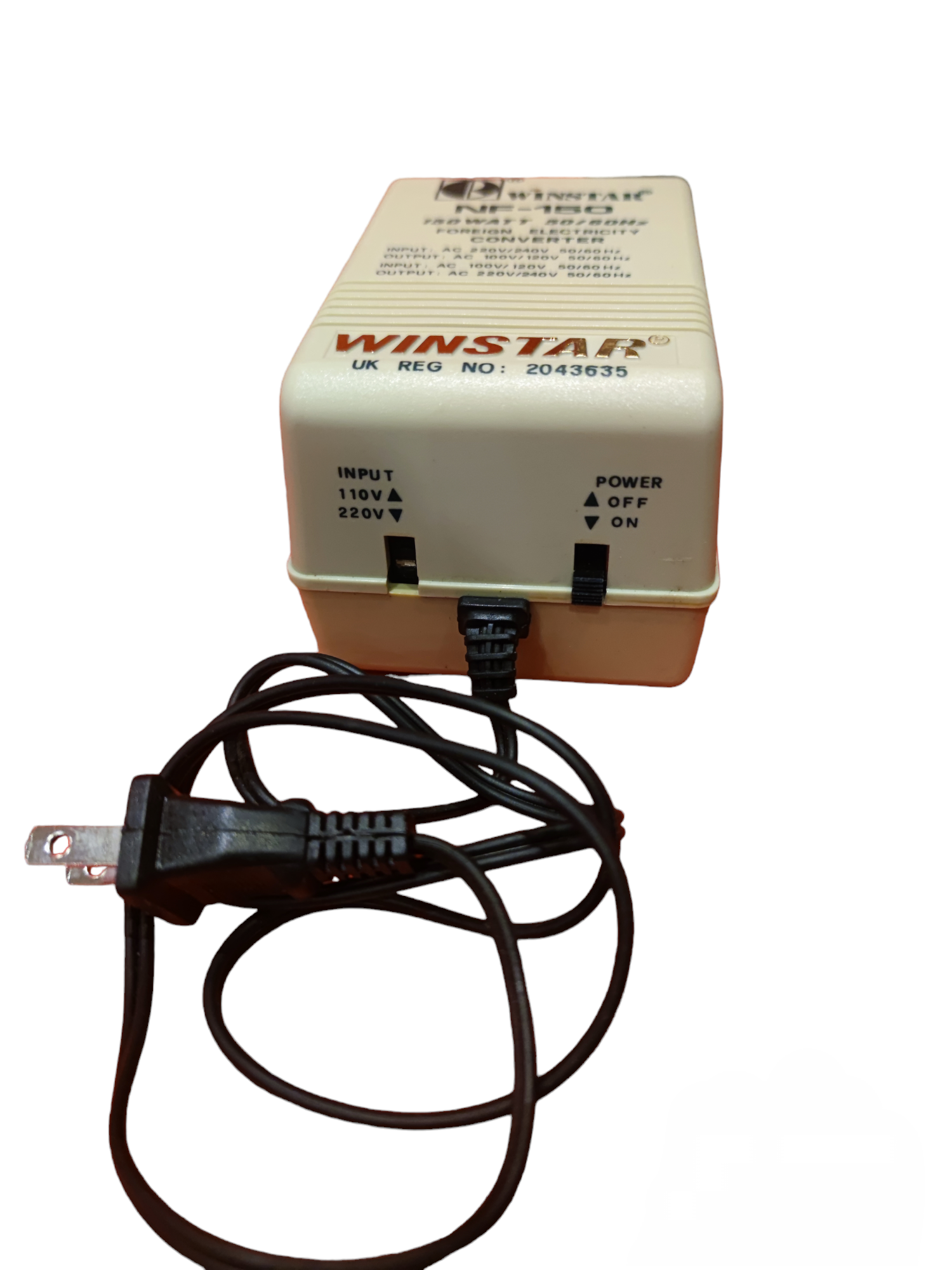Winstar door chimes 150W Transformer 220V - 110V power converter with attached power cord