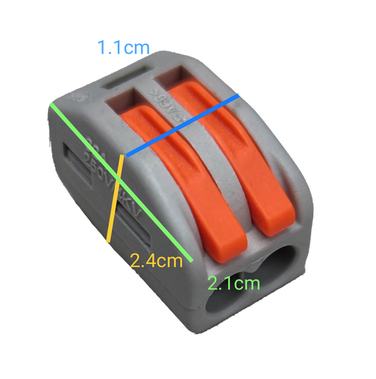 Wire Connector 32A 250V 0.08-2.5mm 4.0mm with gray body and orange levers for electrical circuitry