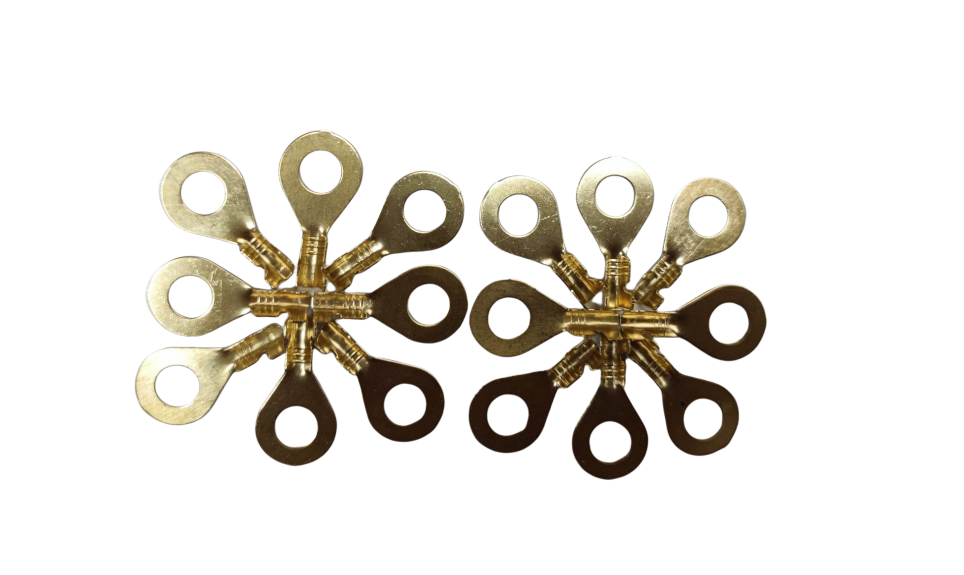7mm hole round wire terminal connectors in gold color for electrical circuit applications