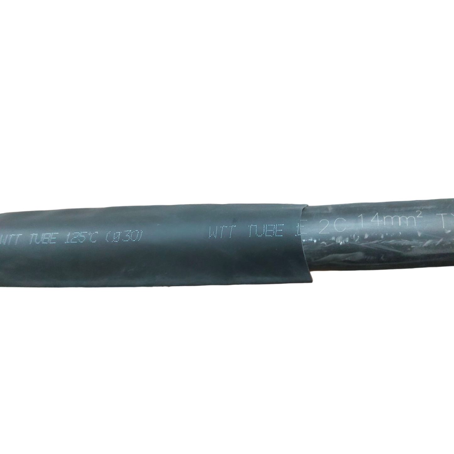 30mm Shrinkable Tube Black heat shrink tubing on heavy power cable for cable management and insulation