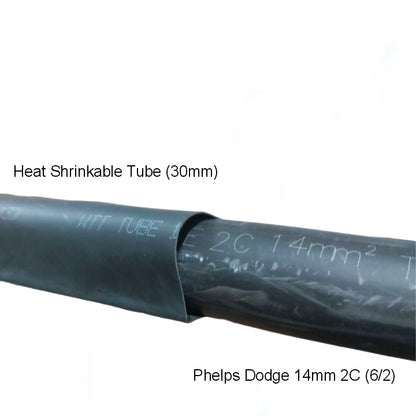 30mm Shrinkable Tube Black heat shrink cable sleeve on Phelps Dodge 14mm 2C power cable