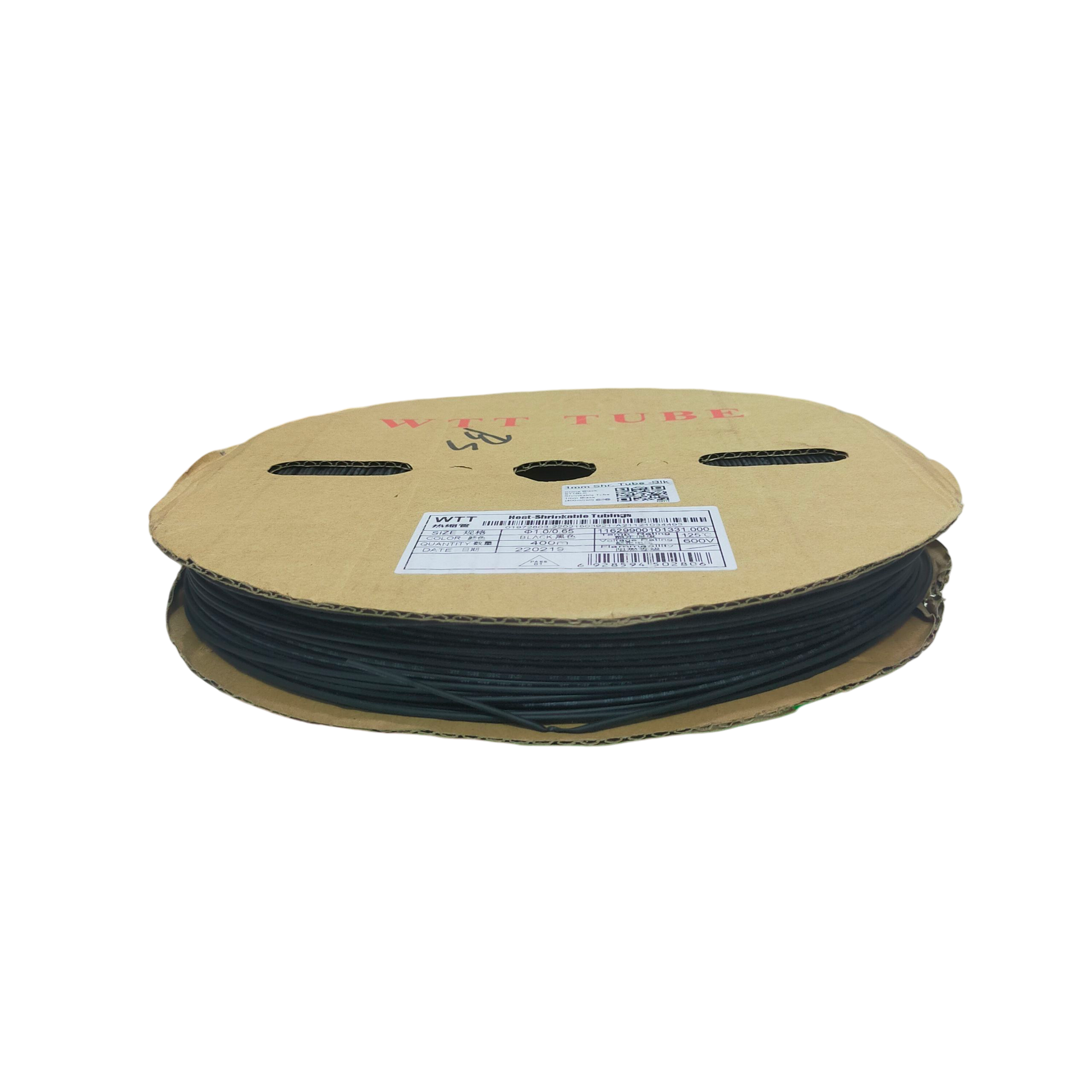 Spool of Heat Shrinkable Tube Black - 1mm cable management tubing from China for wire protection