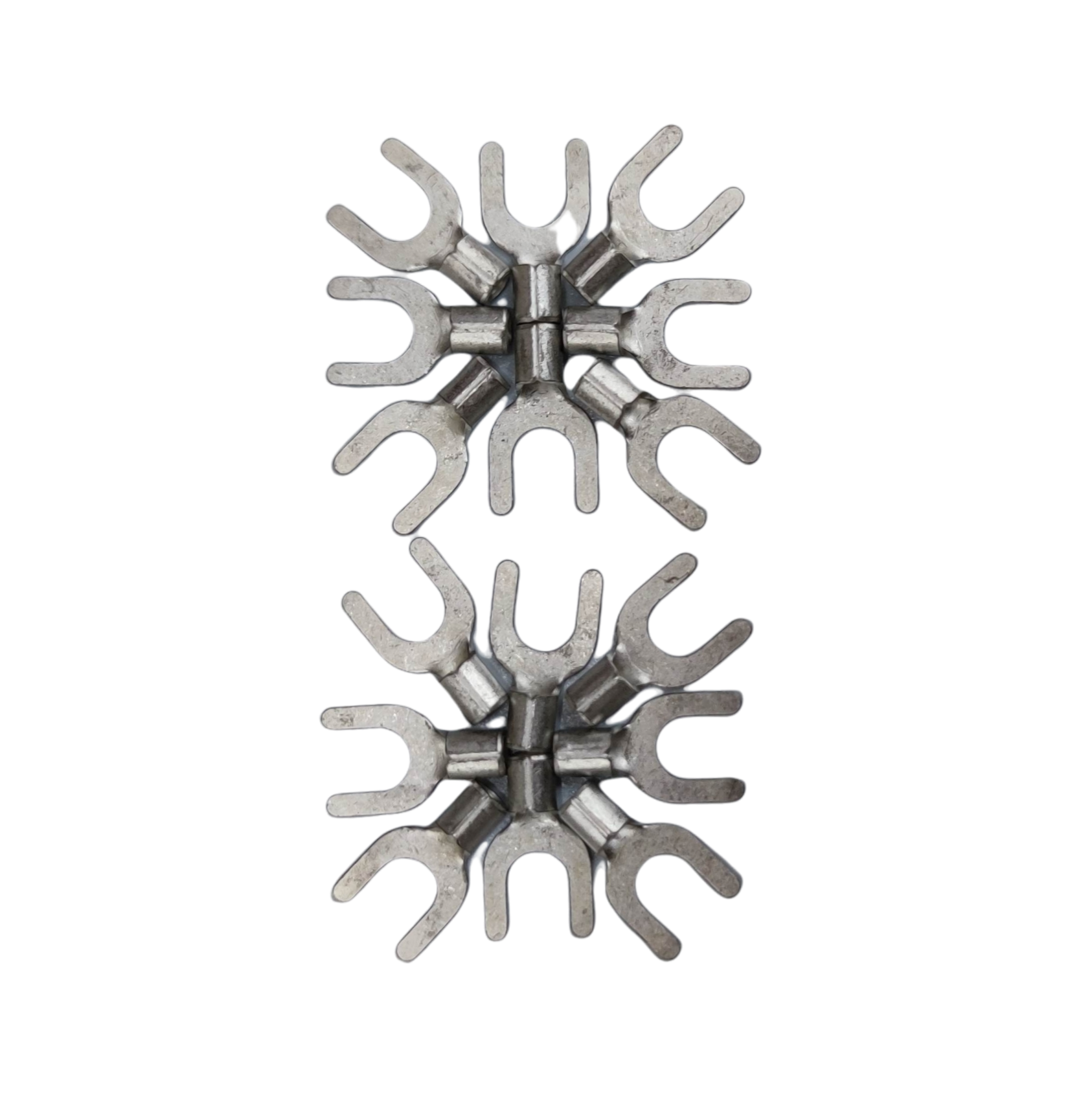 Y Terminal 3.5mm YB-10C electrical circuit parts arranged in a symmetrical pattern on black background