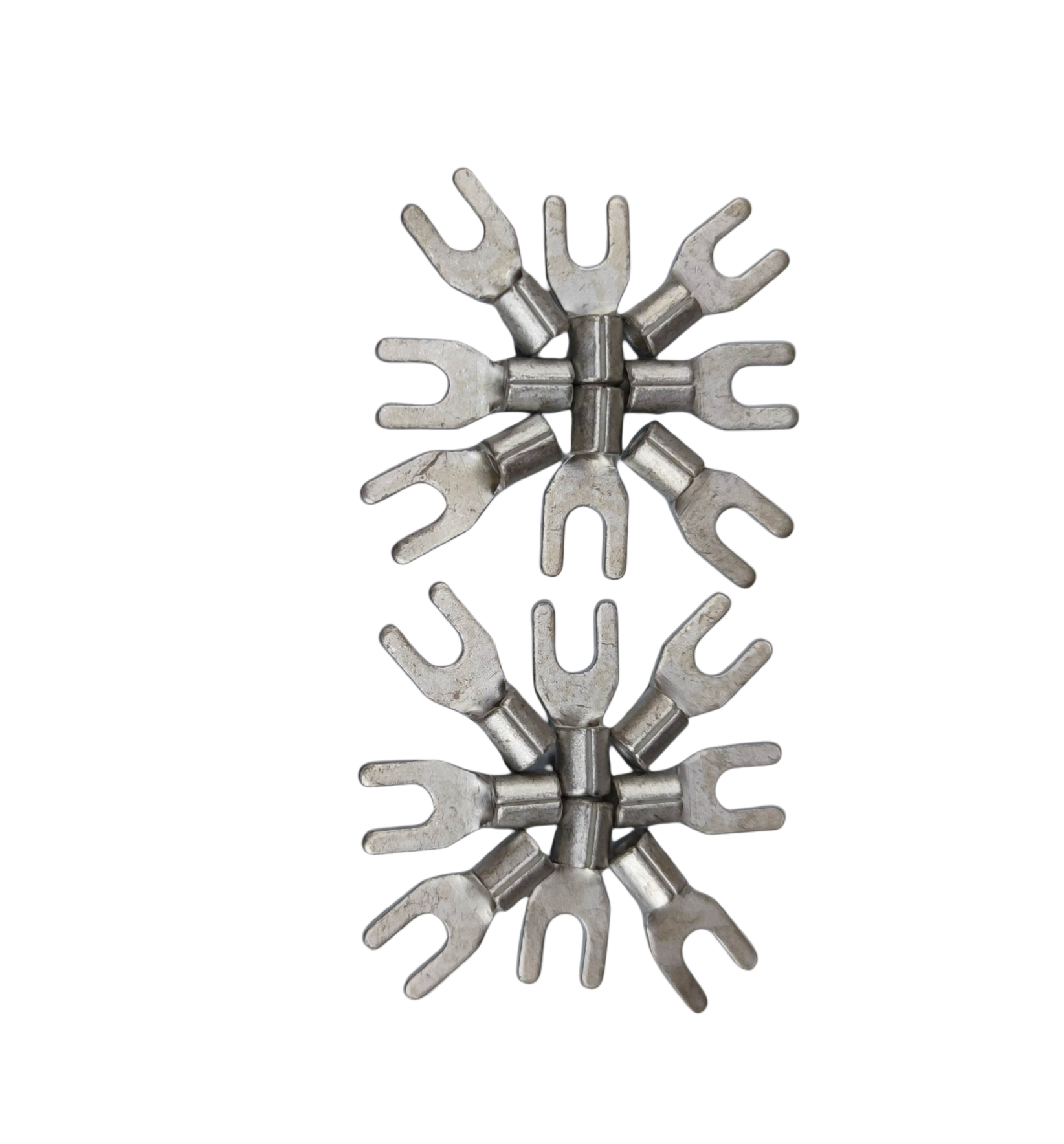 Y Terminal 5.5mm YC-8C electrical connectors arranged on black background from China vendor