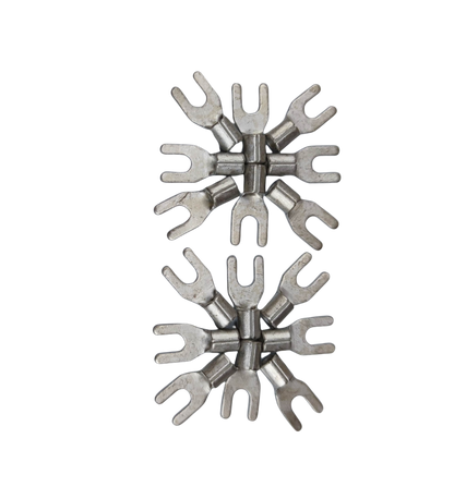 Y Terminal 5.5mm YC-8C electrical connectors arranged on black background from China vendor